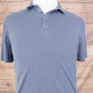 John Varvatos Polo Shirt Mens Large Blue Silk Cotton Short Sleeve Classic - S2